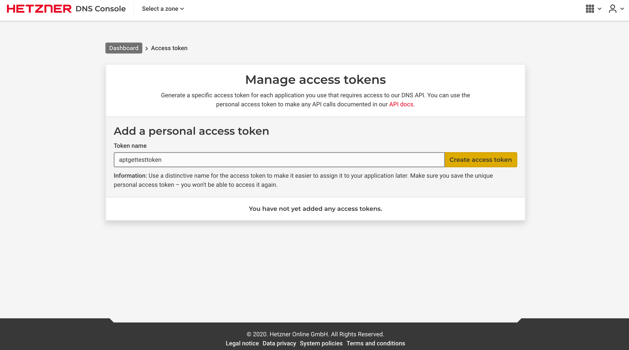 Hetzner Cloud Create Access Token 